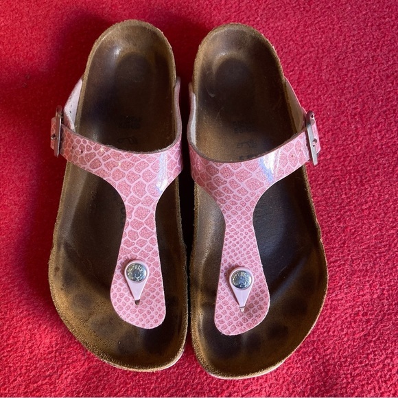 BIRKENSTOCK Sz 7 Magic Snake Pink Gizeh Slip On Front Post Thong Sandals - Picture 3 of 14